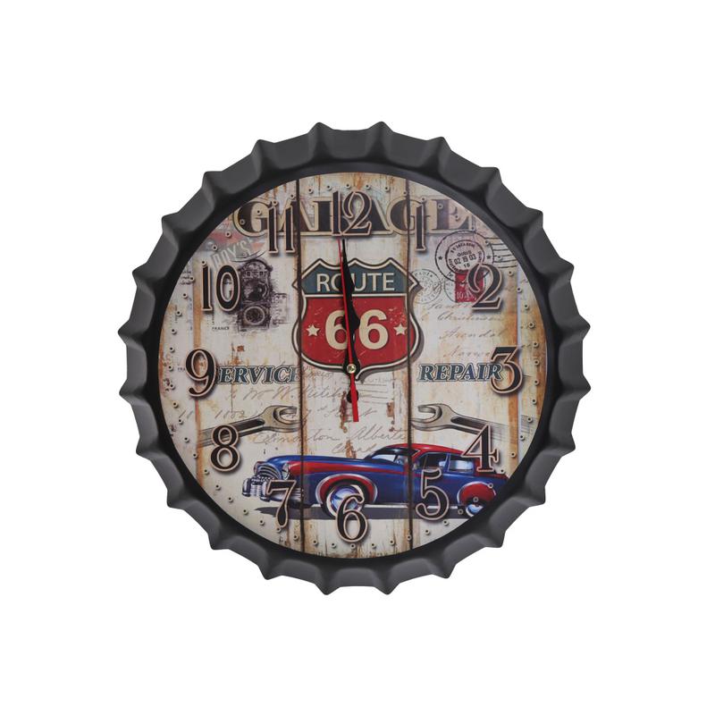 Distress Home Decoration Gift Retro Metal Wall Clock Beer Bottle lid Shape for Living Room