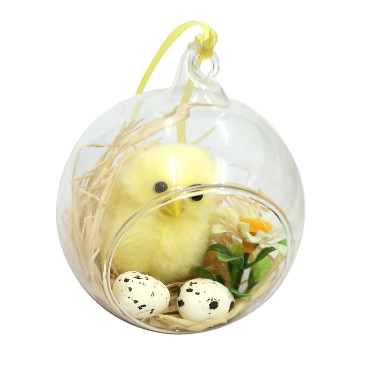 Glass Ball Easter Chick Hanging Decoration Item 930752-13