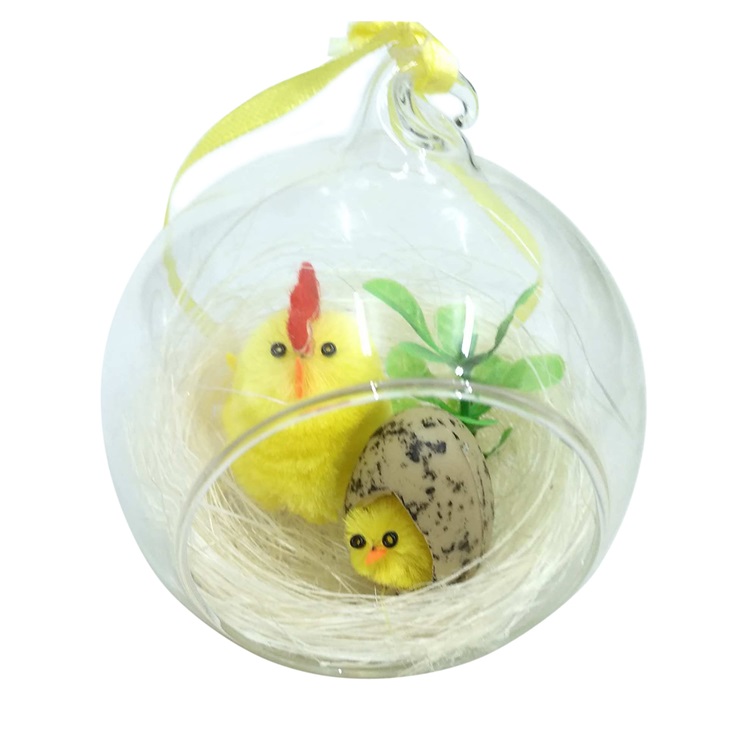 Glass Ball Easter Chick Hanging Decoration Item 930752-14