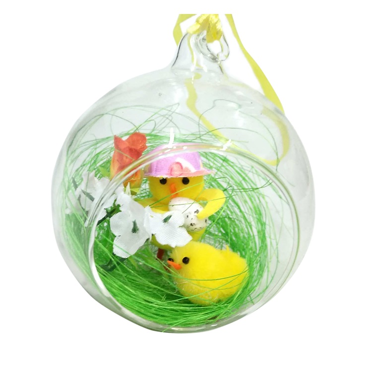 Glass Ball Easter Chick Hanging Decoration Item 930752-17