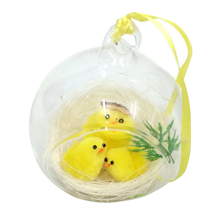 Glass Ball Easter Chick Hanging Decoration Item 930752-18