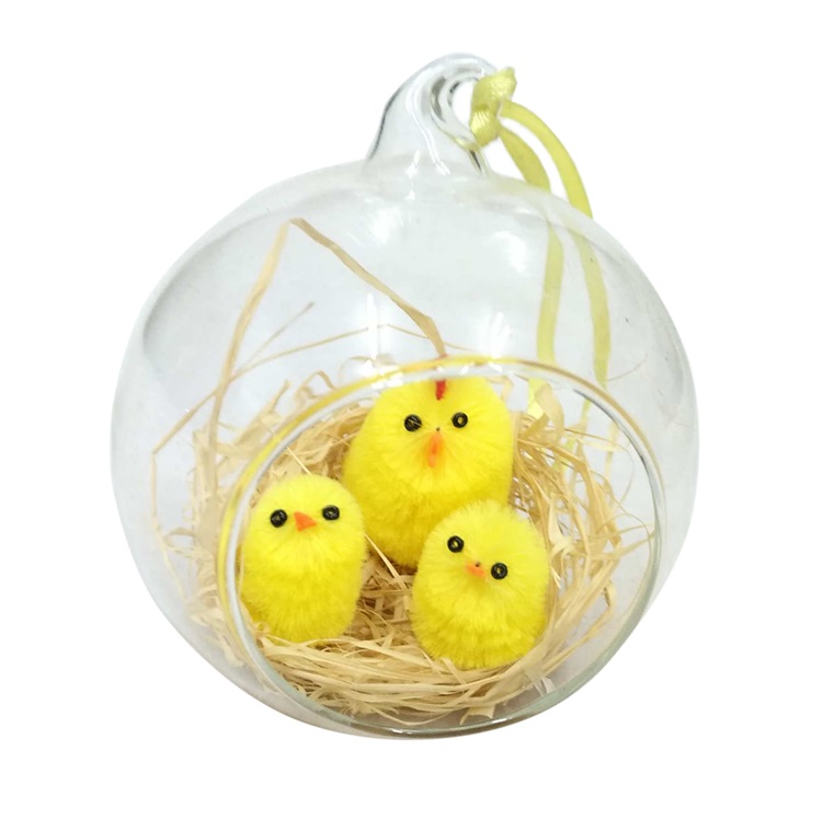 Glass Ball Easter Chick Hanging Decoration Item 930752-40