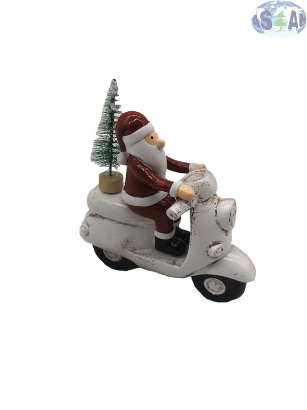 Resin Red Santa Clause Ride Motorbike Carry Tree