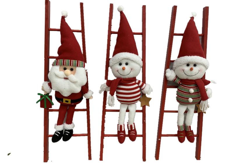 Christmas Plush Doll Toy Hanging Santa and Snowman on the Stair Item JX19-23024