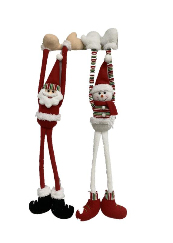 Christmas Plush Doll Toy Hanging  on the Stick Santa and Snowman Item JX19-23032