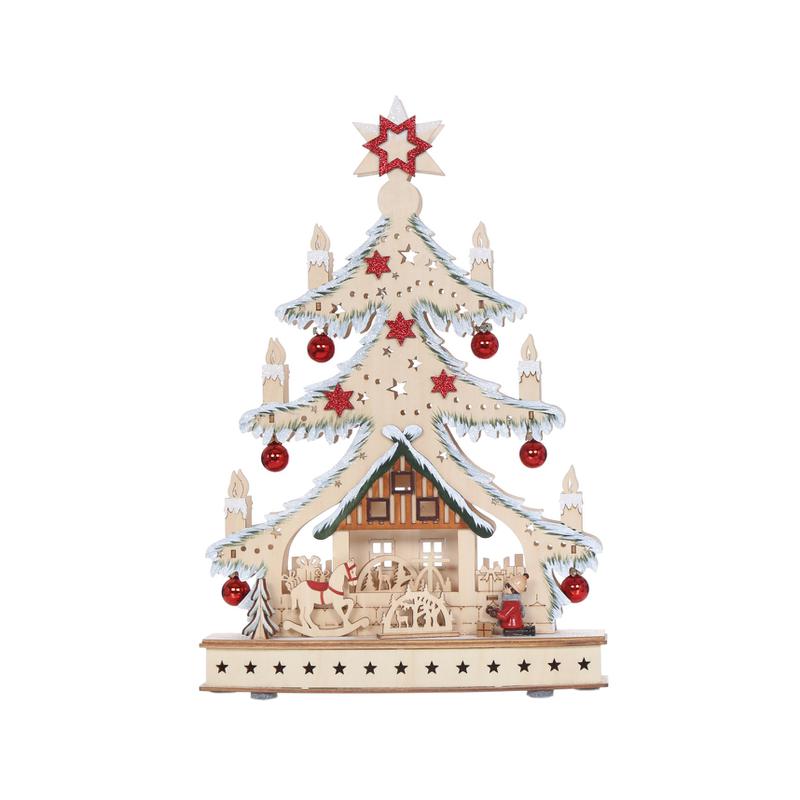 Christmas Tabletop Decoration Bell Tree with House LED light Item JX25-WL23017
