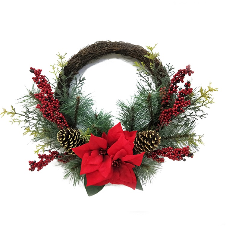 Christmas Rattan Wreath Hanging Decoration Item LC21-5085