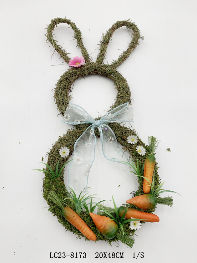 Easter Rabbit shape rattan wreath ItemLC23-8173