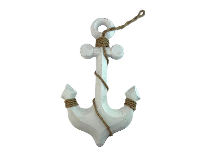 Wooden Hanging Decoration White Boat Anchor