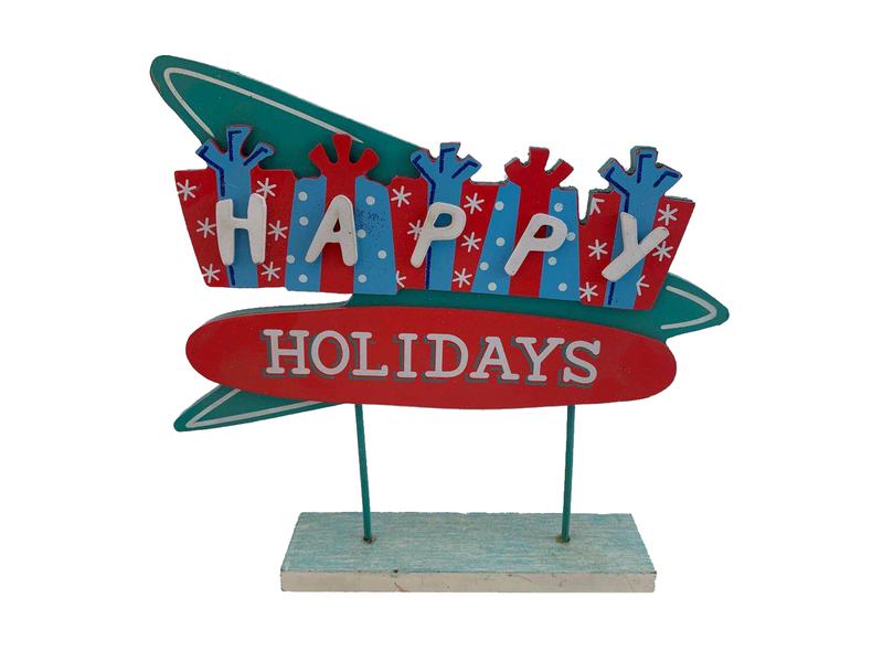 Wooden Tabletop Decoration Arrow "Happy Holiday"