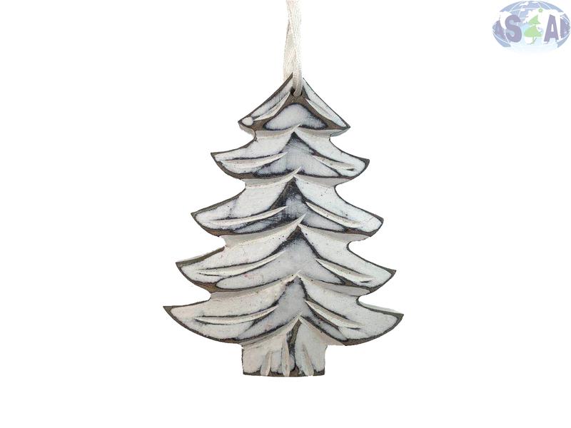 Wooden Hanging Decoration White Christmas Tree